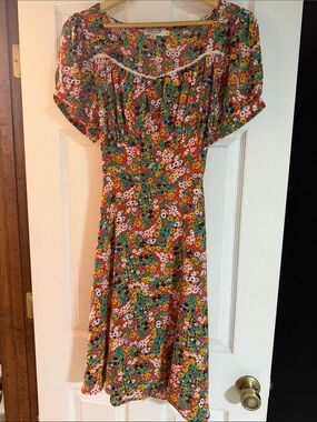 Molly Bracken Red Multi Floral Midi Dress